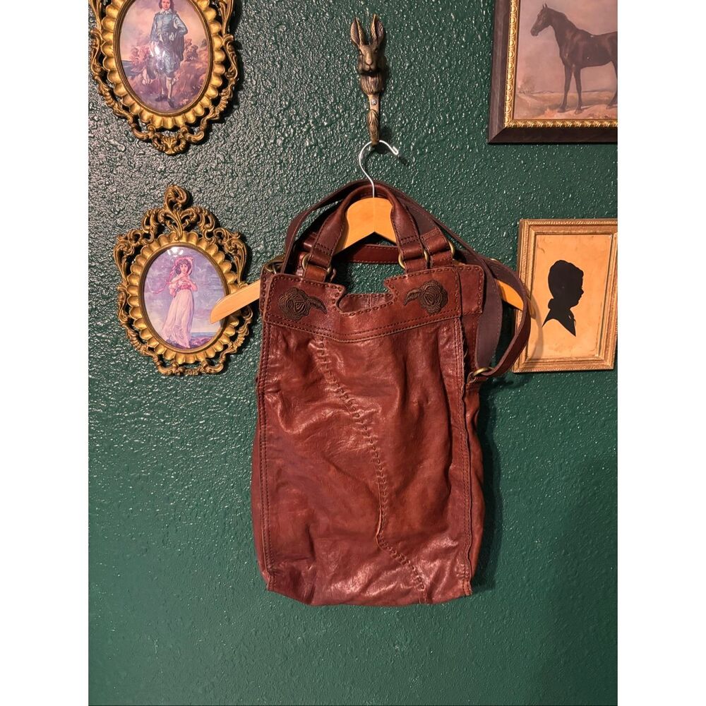 Lucky Brand  Abbey Road Crossbody Messenger Bourbon Butter Soft Italian Leather